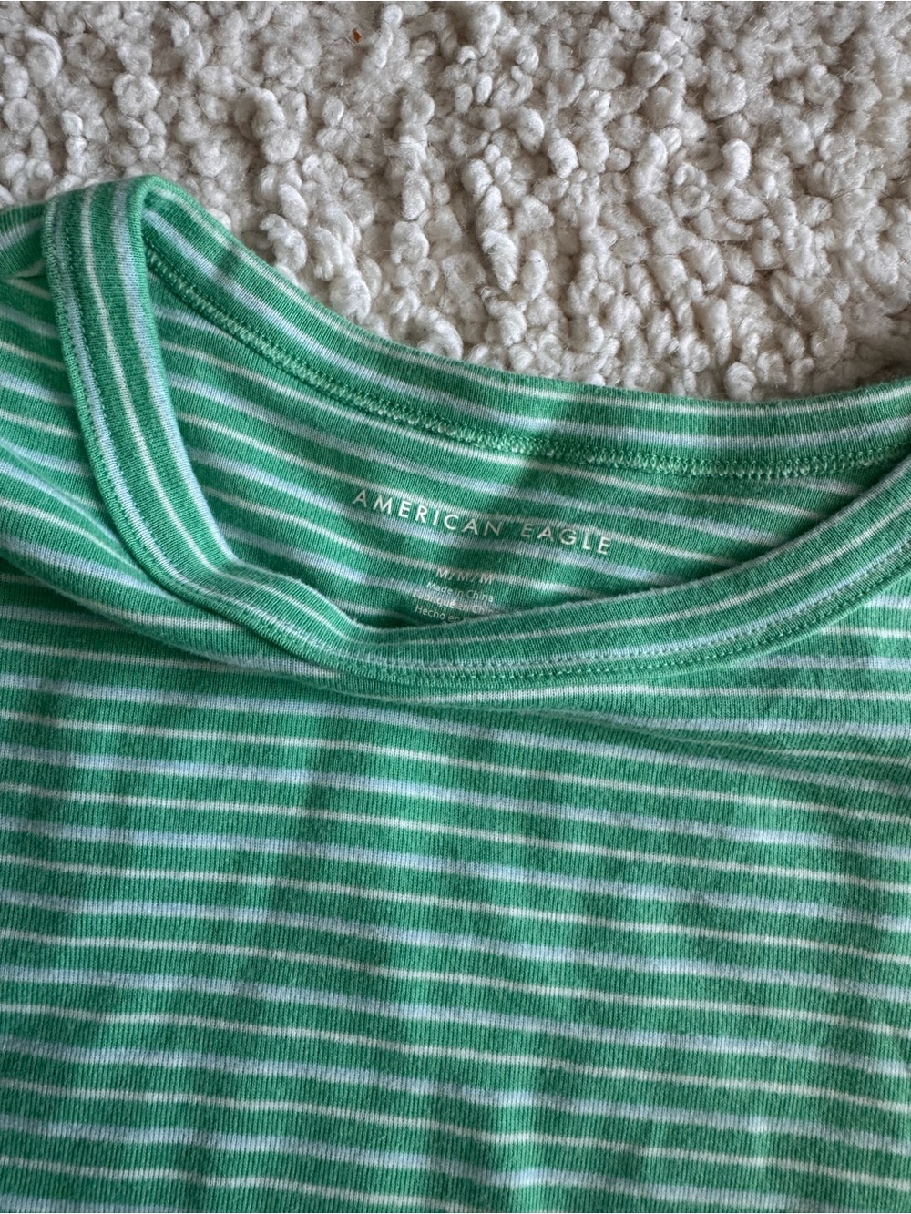 American Eagle Outfitters Green and White Striped Short Sleeve Tee - Picture 2 of 3